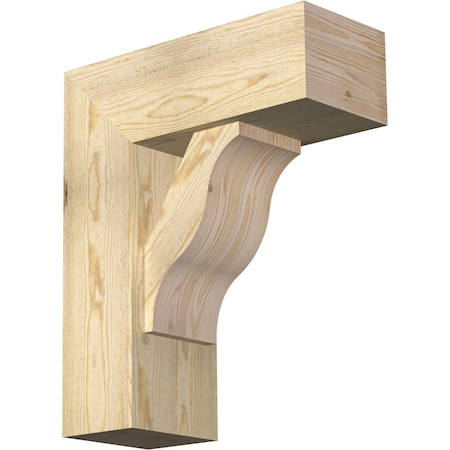 Ekena Millwork Funston Block Rough Sawn Bracket w/ Offset Brace, Douglas Fir, 8"W x 20"D x 24"H BKT0806X20X24FST05RDF